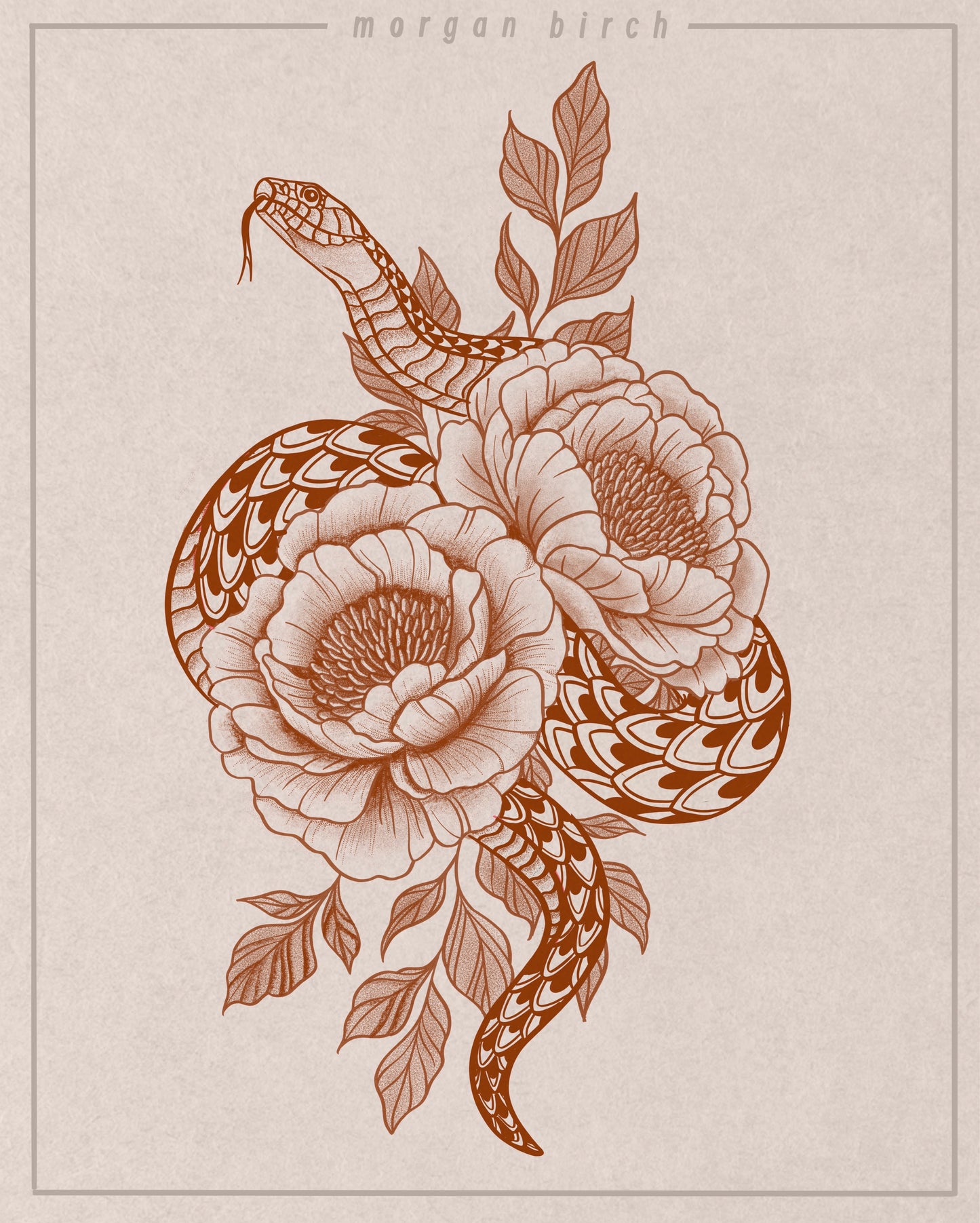 Snake & Peonies Flash