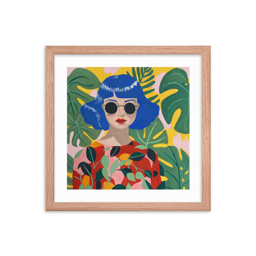 Blue Haired Girl Framed Print