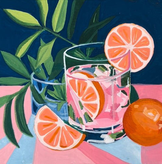 Summer Cocktail / 6x6 Original Painting