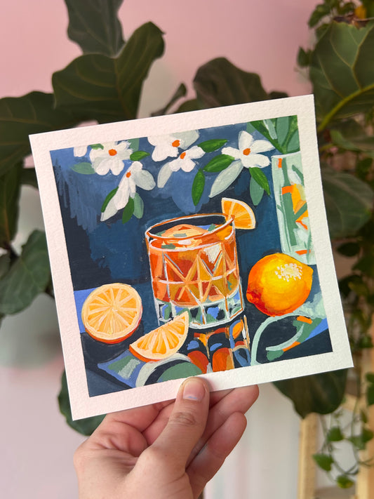 Orange Old Fashioned Original Painting