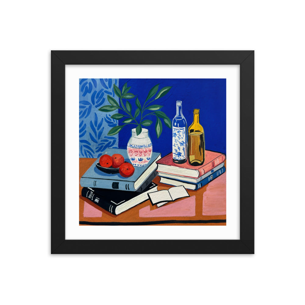 Still Life on Cobalt Framed Print