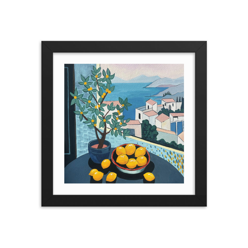 Lemons by the Sea Framed Print