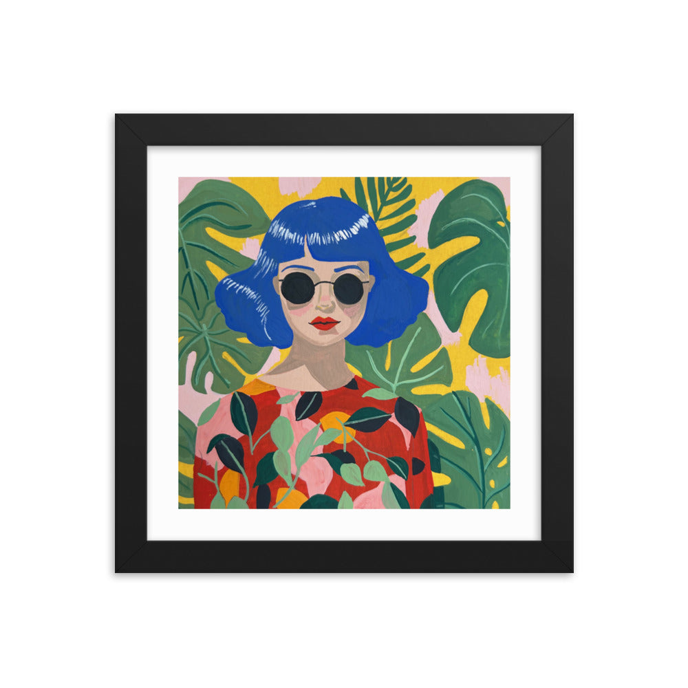 Blue Haired Girl Framed Print