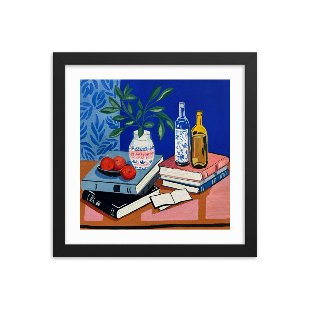 Still Life on Cobalt Framed Print