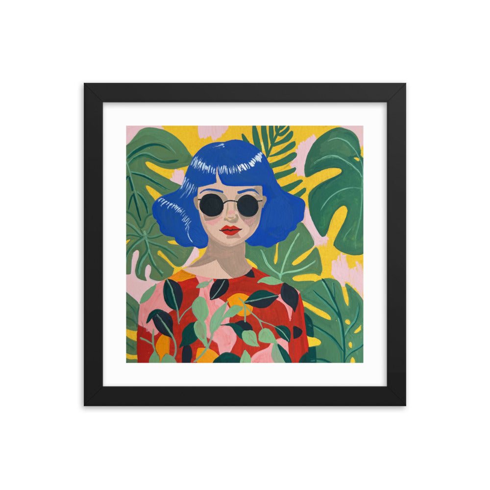 Blue Haired Girl Framed Print