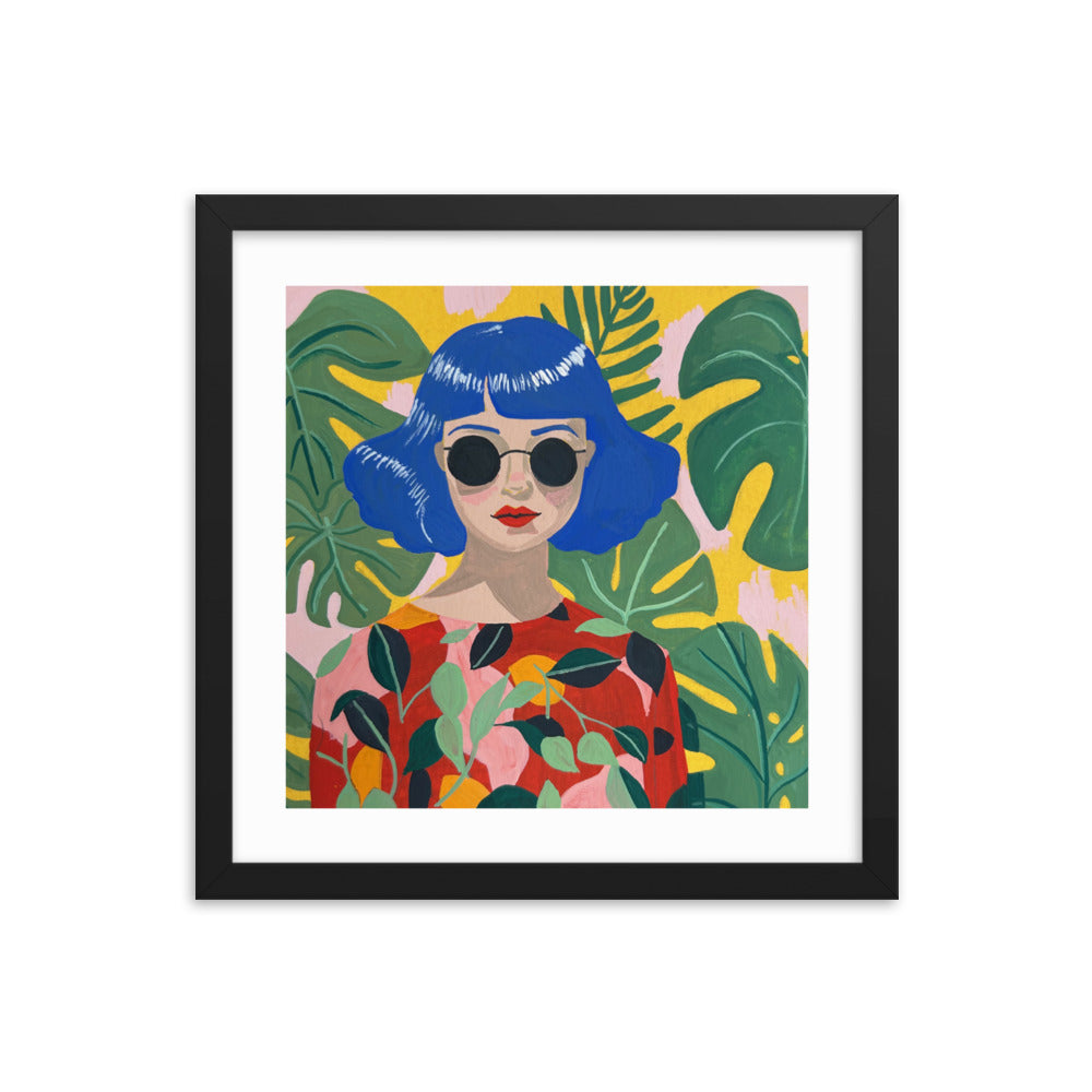 Blue Haired Girl Framed Print