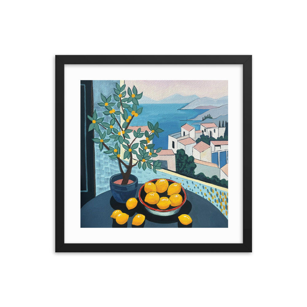 Lemons by the Sea Framed Print