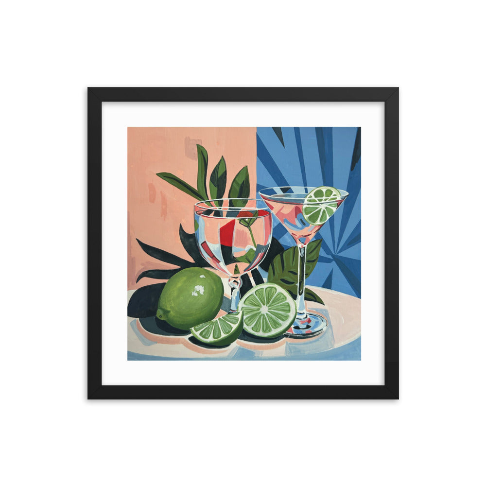 Glasses with Lime Framed Prints