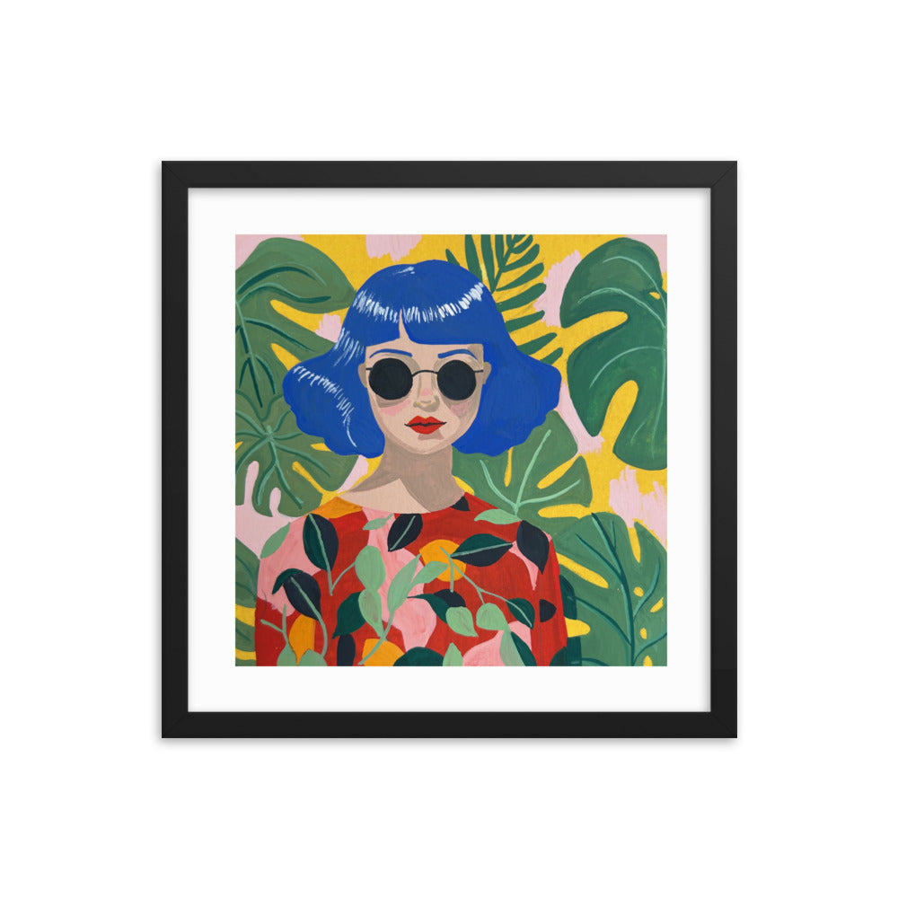 Blue Haired Girl Framed Print