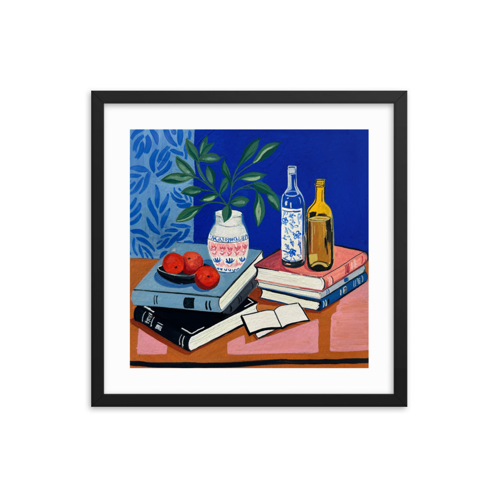 Still Life on Cobalt Framed Print