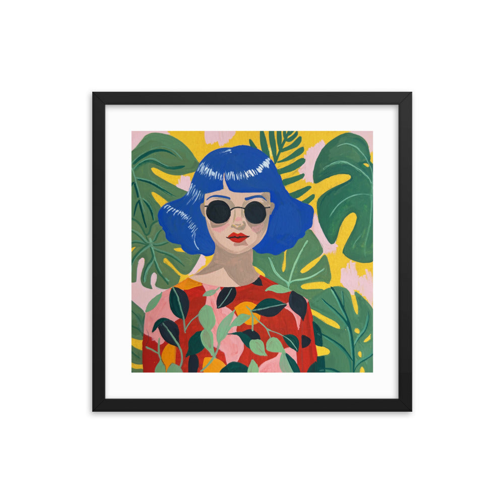 Blue Haired Girl Framed Print