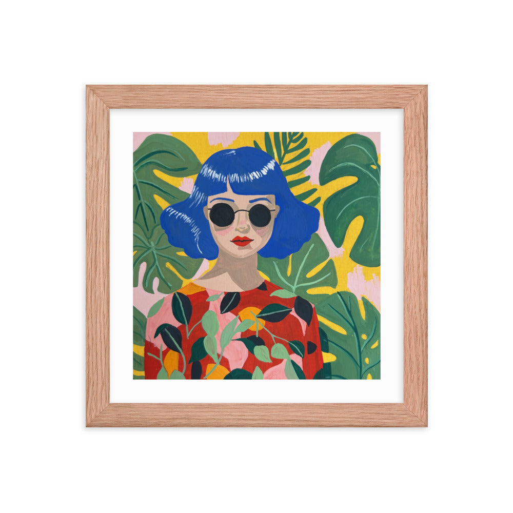 Blue Haired Girl Framed Print