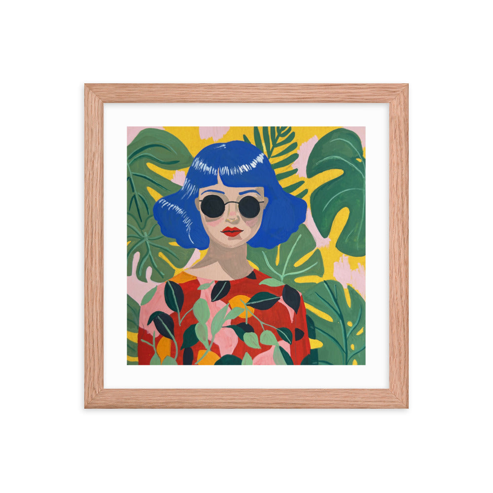 Blue Haired Girl Framed Print