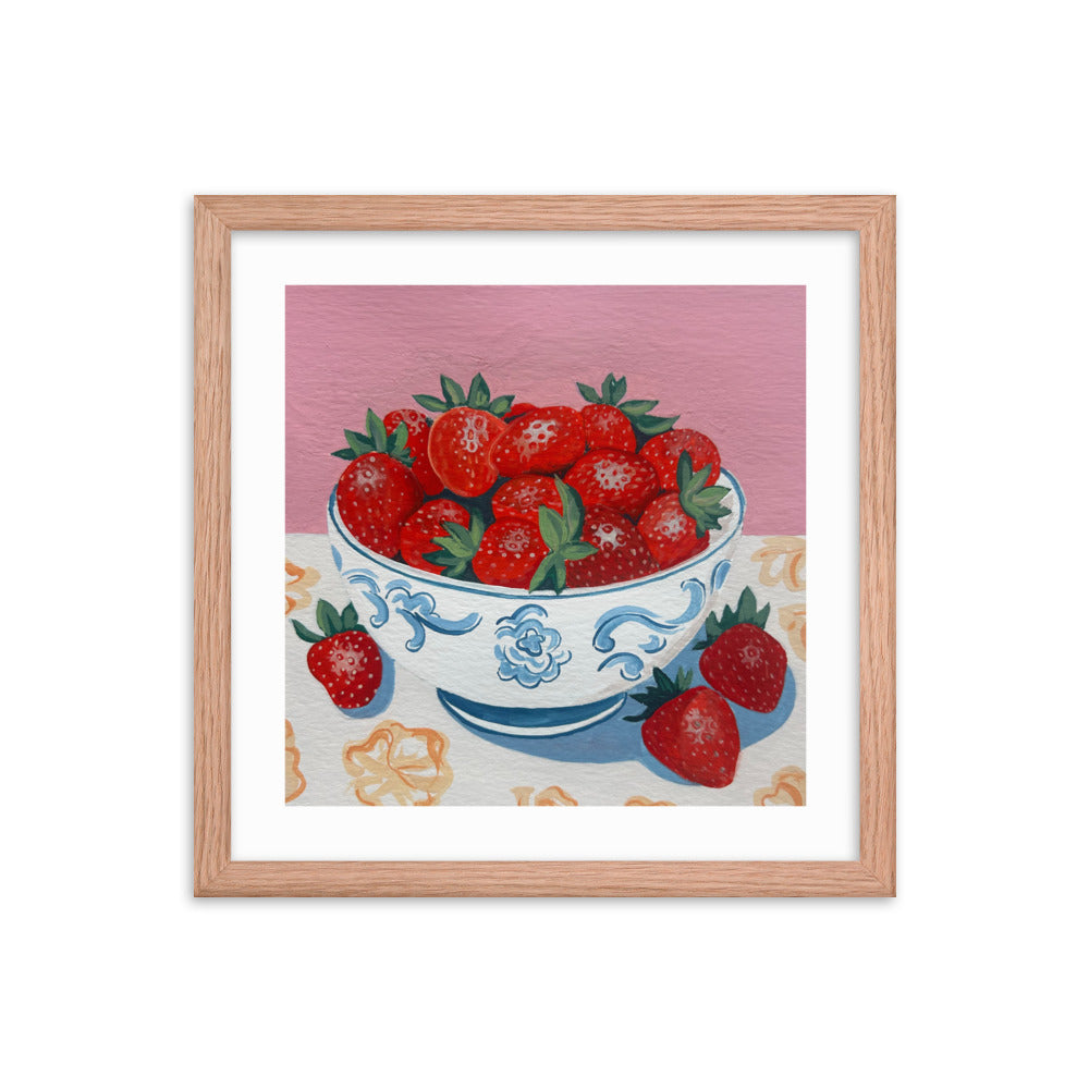 Strawberries in a Bowl Framed Print