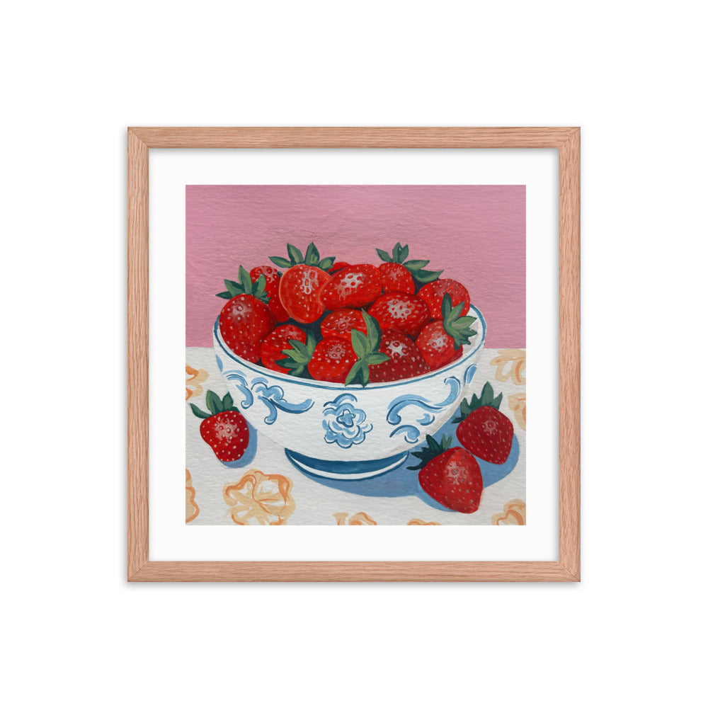 Strawberries in a Bowl Framed Print