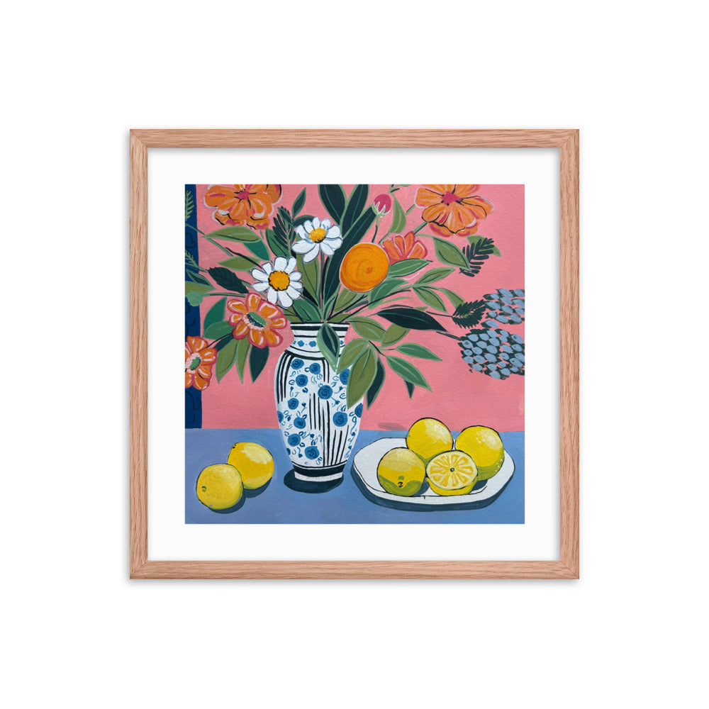 Floral Still Life with Lemons Framed Print