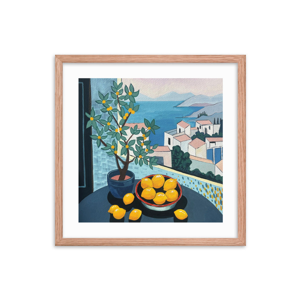 Lemons by the Sea Framed Print