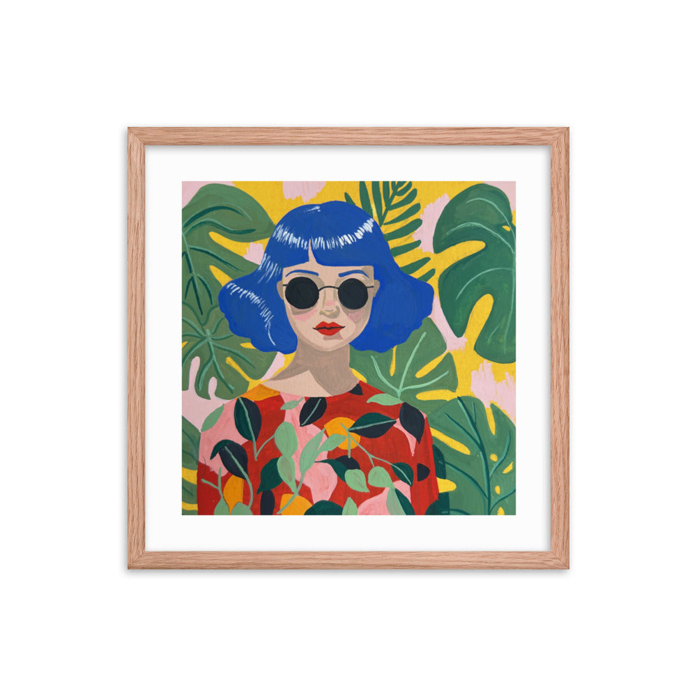 Blue Haired Girl Framed Print