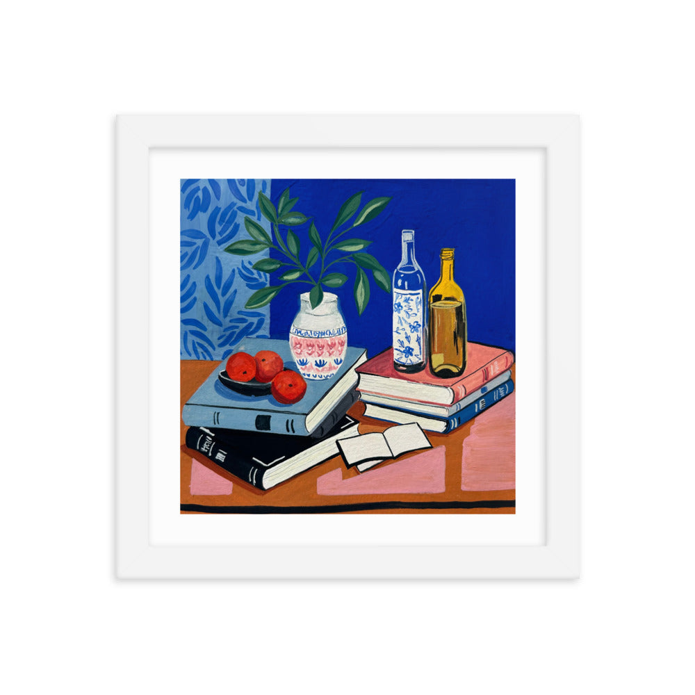 Still Life on Cobalt Framed Print