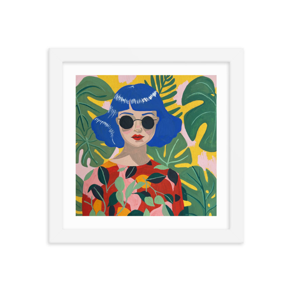 Blue Haired Girl Framed Print