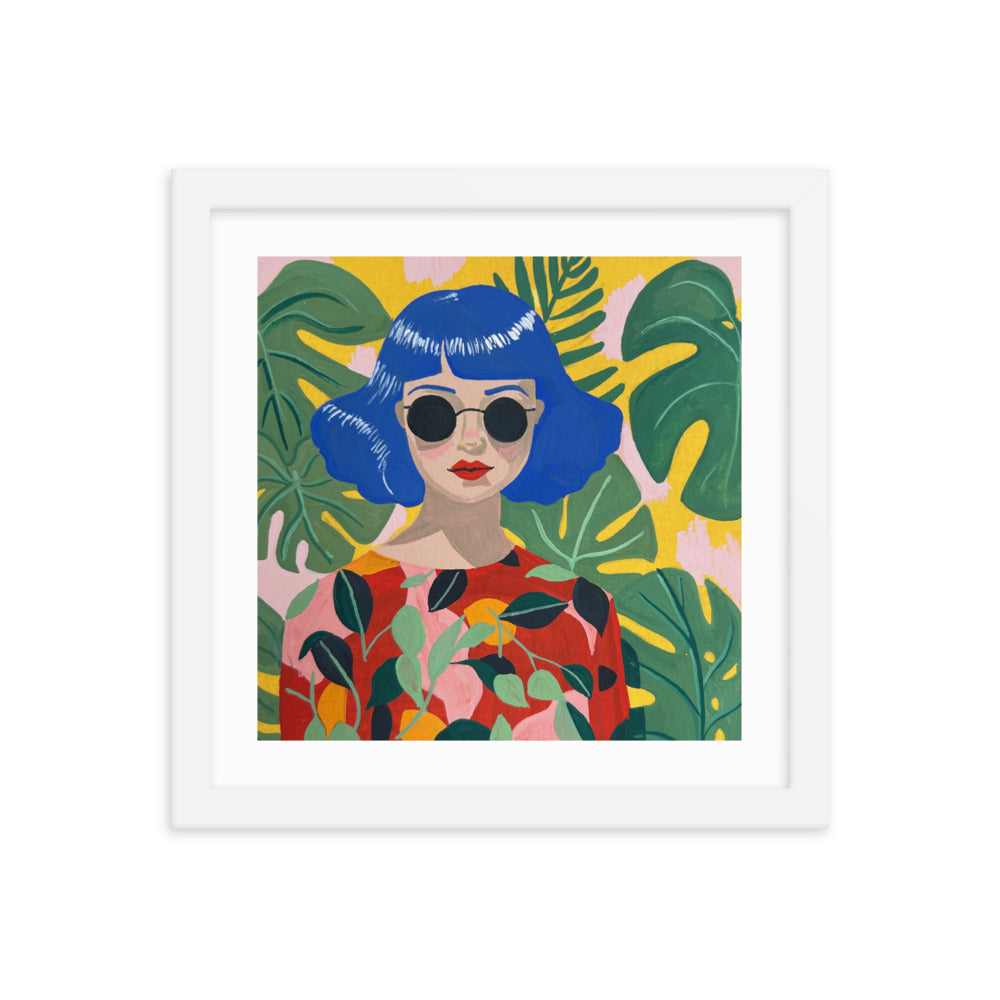 Blue Haired Girl Framed Print