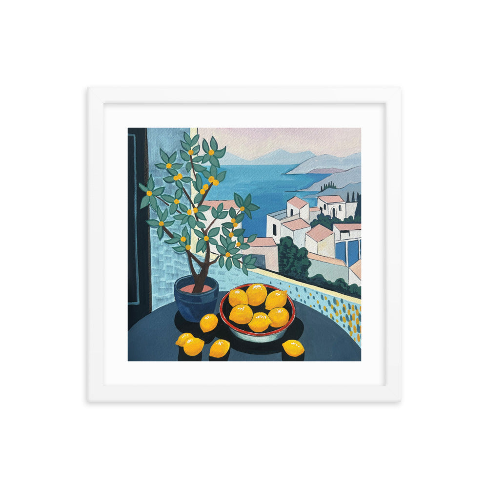 Lemons by the Sea Framed Print