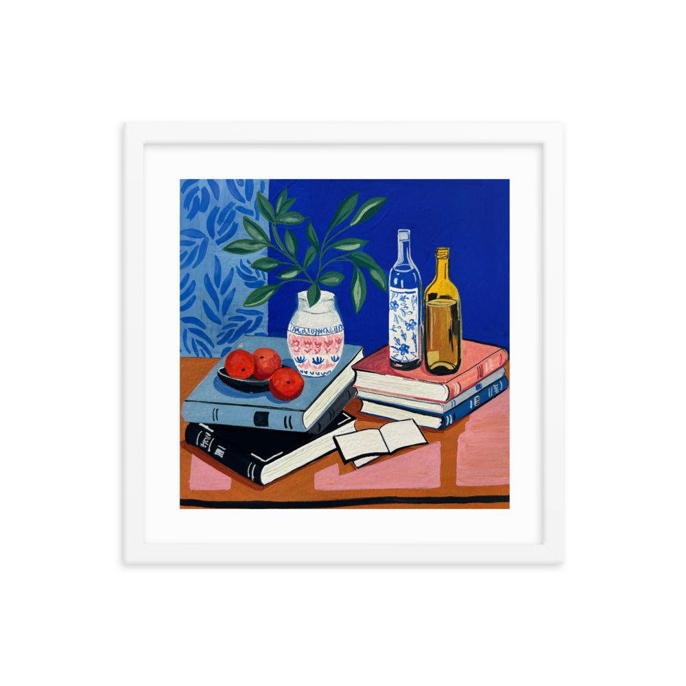 Still Life on Cobalt Framed Print