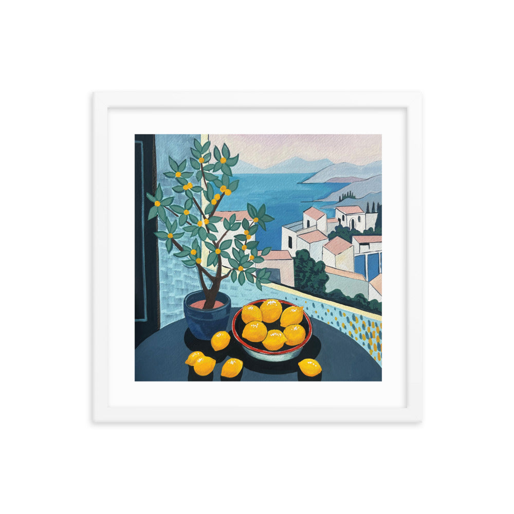 Lemons by the Sea Framed Print