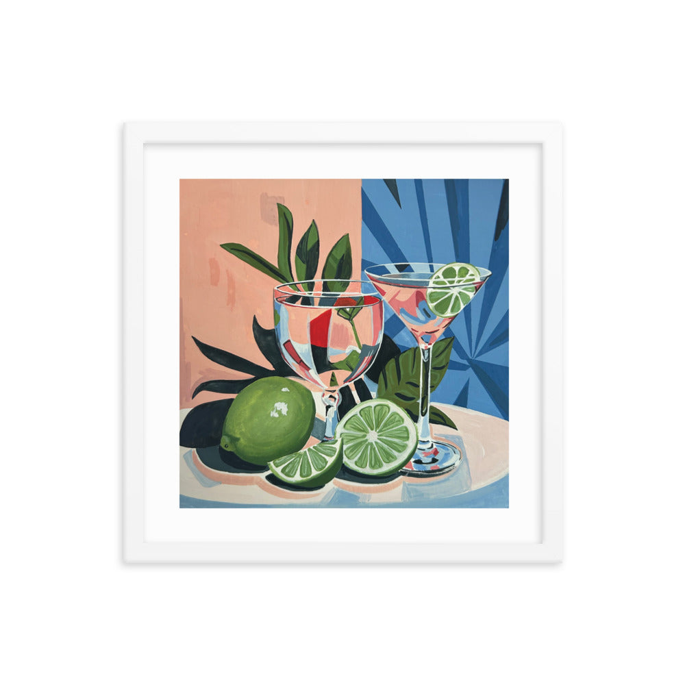 Glasses with Lime Framed Prints