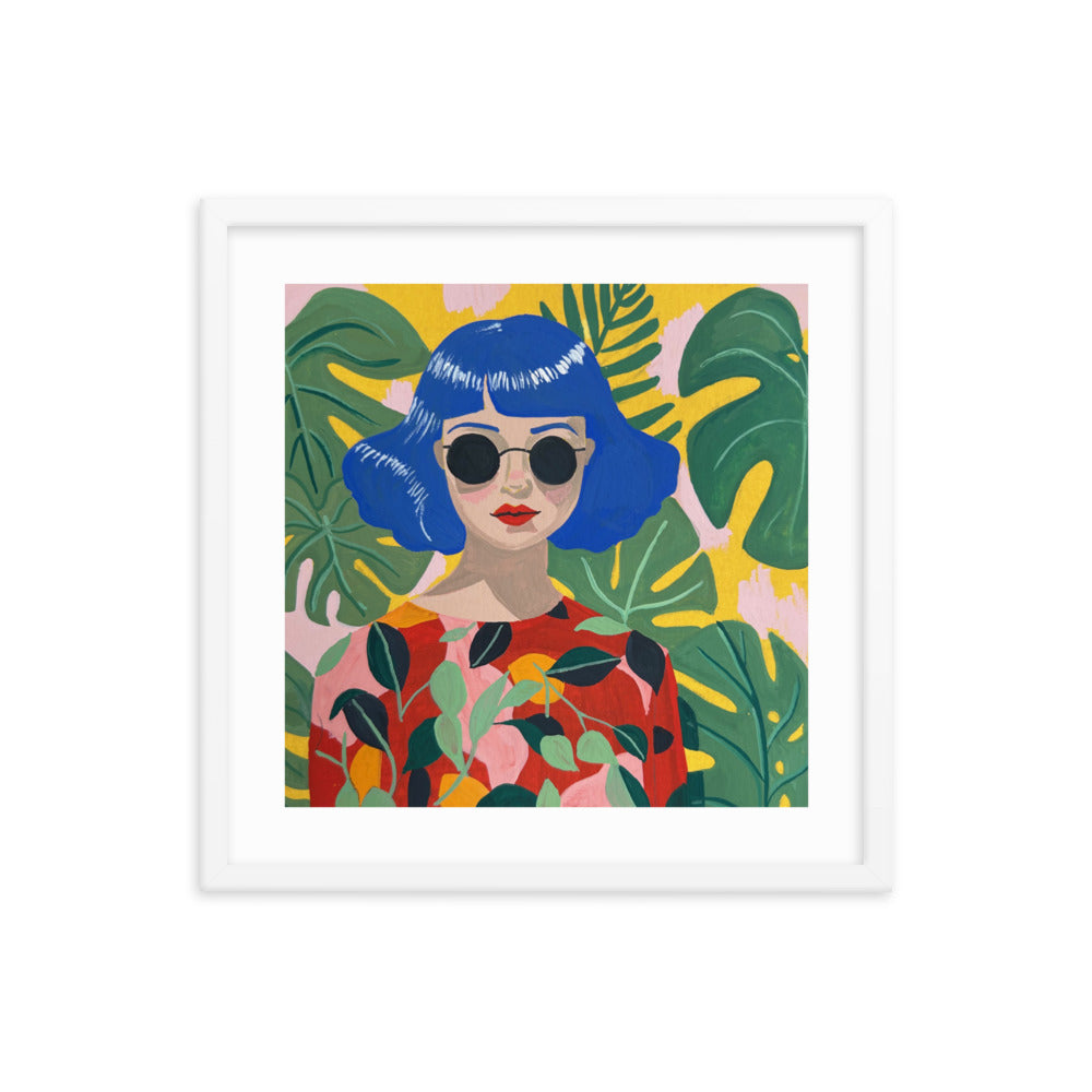 Blue Haired Girl Framed Print