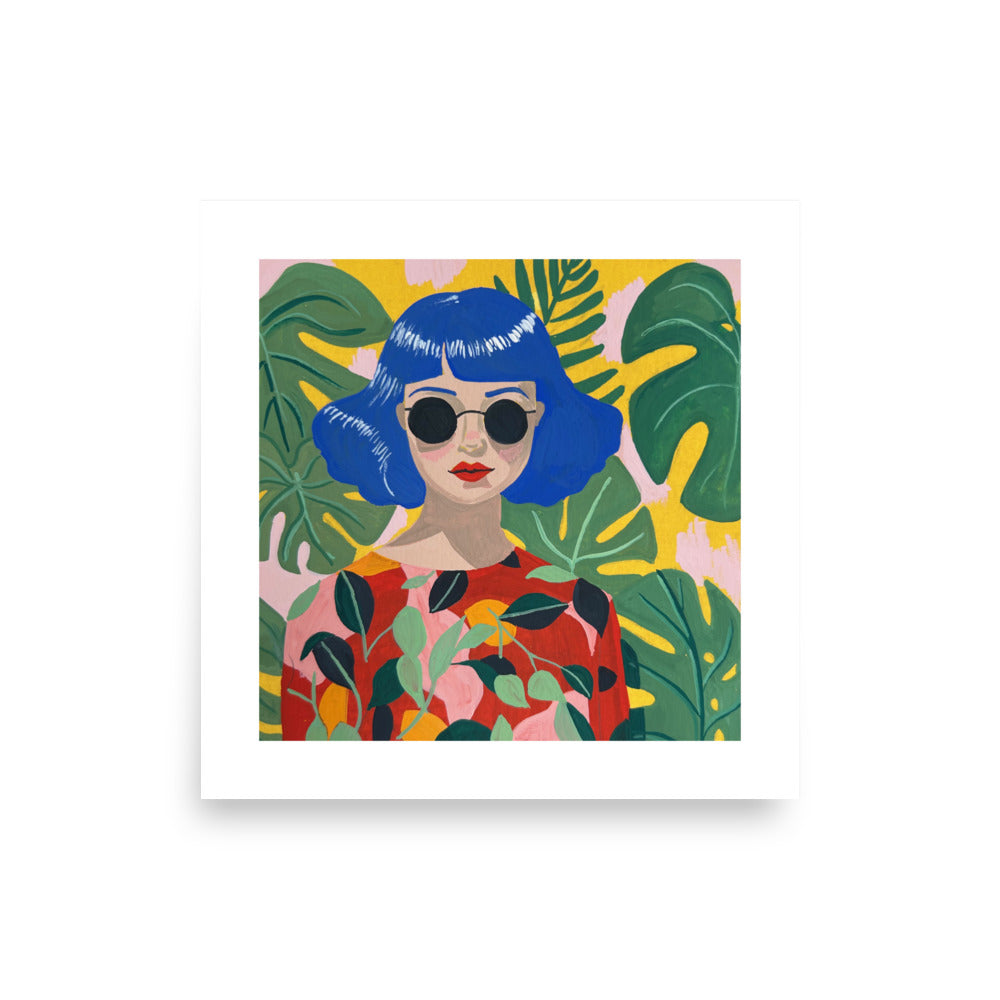 Blue Haired Girl Print